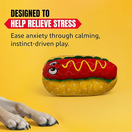 Bite Force - Durable & Strong Dog Toy Wieny Wiggle with Squeaker, Kevlar-Reinforced Seams for Aggressive chewers- red.