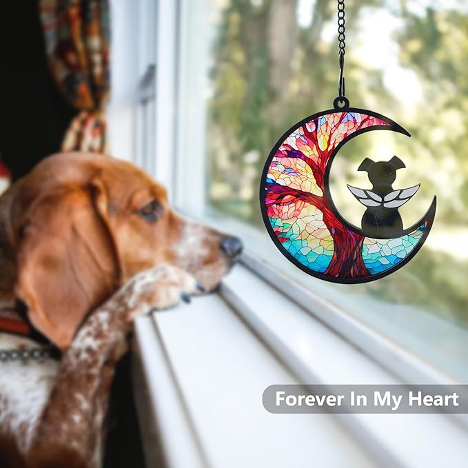 DIY Dog Angel Memorial Suncatcher with Sympathy Card,Memorial Gifts for Loss of Dog Sympathy Gift,Pet Memorial Gifts for Dogs(3-Life Tree)