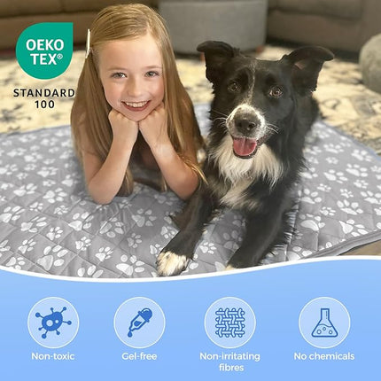 Rywell Cooling Mat for Dogs New Grey Edition, 36''x 27''Endothermic Color Changing Arc-Chill Cooling Fiber,Washable Non-Toxic Summer Pet Outdoor Bed Mat, Non-Slip&Foldable