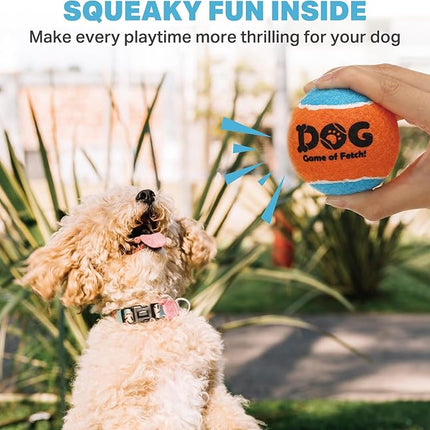 AMA SPORT Squeaky Tennis Balls for Dogs 2.0" Small Dog Tennis Balls for Throwing and Fetching Dog Toys for Training, Exercise, High Bouncing 4 Pack (Orange Light Blue)