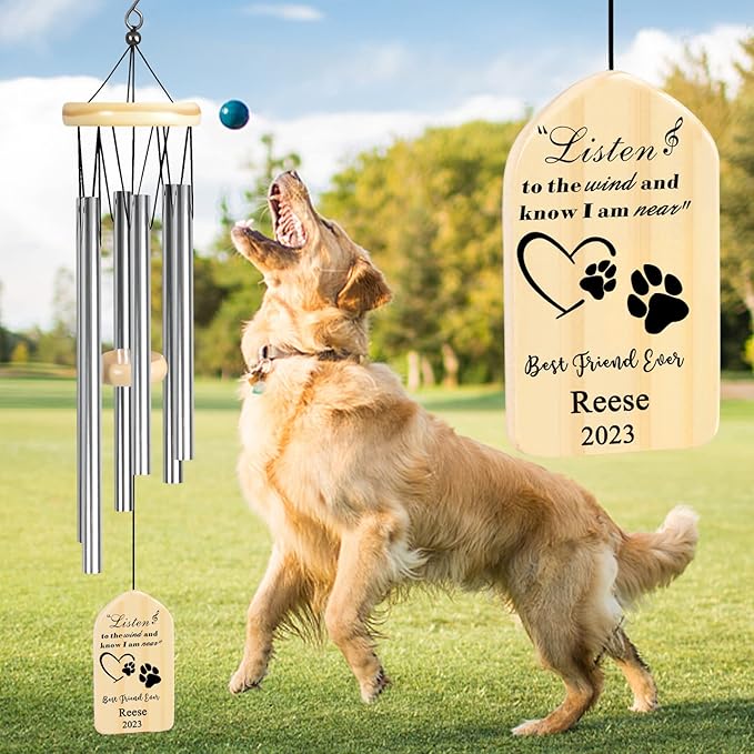 Dog Memorial Gifts for Loss of Dog, Jocidea Personalized Dog Memorial Wind Chime, Loss of Dog Sympathy Gift, Dog Remembrance Gifts, in Memory of Dog - Best Friend Ever
