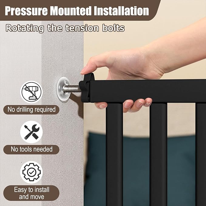 41" Extra Tall Baby Gate for Big Dog No Jumping Over,54.7-63.0" Wide Pet Safety Gate Indoor for Doorways No Drilling,Auto Close Child Puppy Gates for Stairways Pressure Mounted (Black)