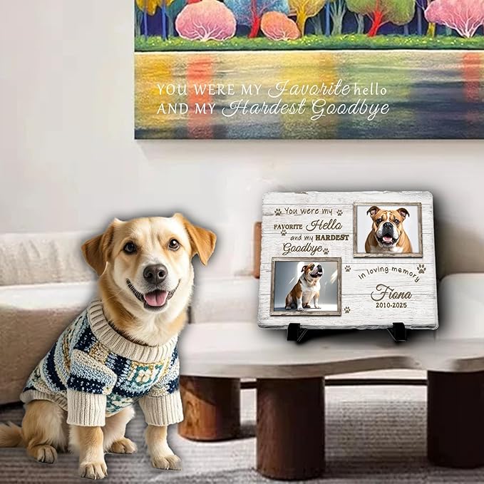 Personalized Pet Memorial Stone, Custom Dog Memorial Gifts for Loss of Dog with Photo Name Date, Dog Remembrance Gift, Loss of Dog Sympathy Gift for Dog Cat Lovers (Quote 3)