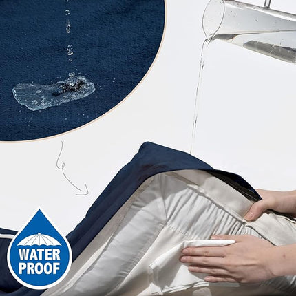 Comfort Expression Orthopedic Dog Bed for Medium Dogs 28x19 Inch, Waterproof Supportive Egg Crate Foam Medium Pet Bed with Removable Bolster, Dog Couch with Washable Cover & Non-Slip Bottom, Navy Blue