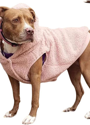 Spark Paws Fleece Dog Jacket, Hooded Sweater Vest, Warm Coat for Winter - Suitable for Small Medium Large XL XXL Breeds - Pink - 3XL