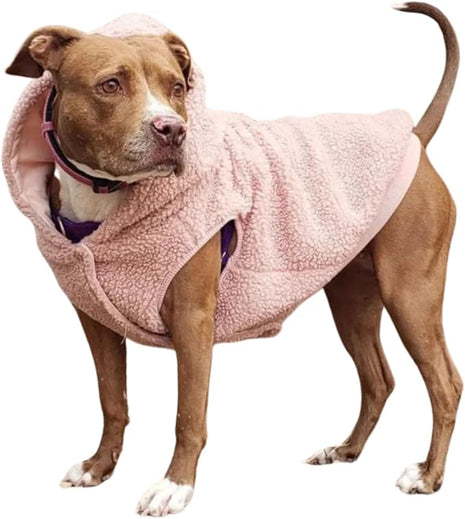 Spark Paws Fleece Dog Jacket, Hooded Sweater Vest, Warm Coat for Winter - Suitable for Small Medium Large XL XXL Breeds - Pink - 3XL