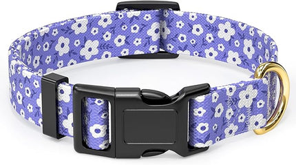 Rnivvi Dog Collar for Medium Dogs, Cute Heavy Duty Adjustable Puppy Collar with Quick Release Buckle for Boy Girl & Female, Pet Accessories for Walking Running, M Length 1" Width, Purple White