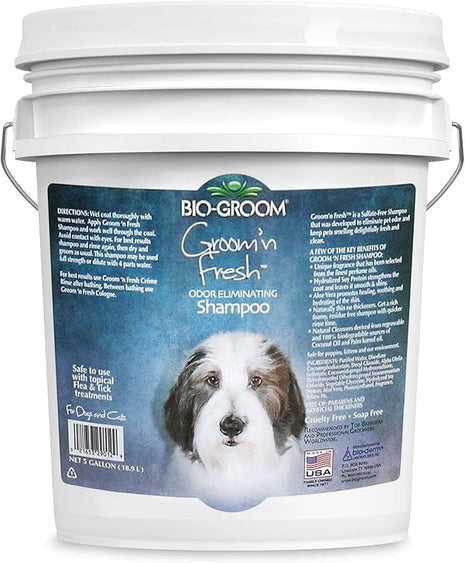 Bio-Groom Groom'n Fresh Dog Shampoo - Odor Eliminating, Dog Bathing Supplies, Puppy Wash, Cat & Dog Grooming Supplies, Cruelty-Free, Made in USA, Dog Products - 5 Gallons