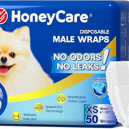 HONEY CARE All-Absorb A27 Male Dog Wrap, 50 Count, Extra Small