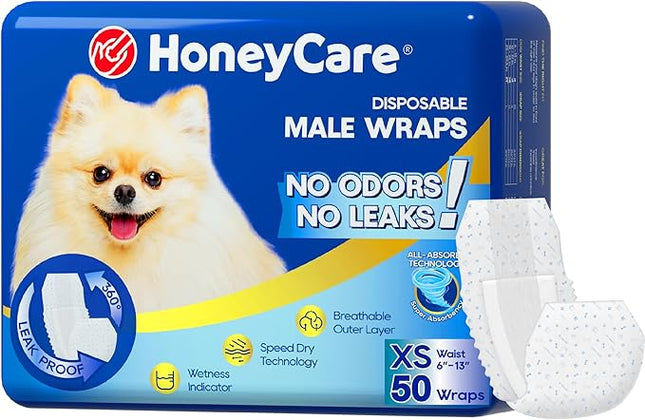 HONEY CARE All-Absorb A27 Male Dog Wrap, 50 Count, Extra Small