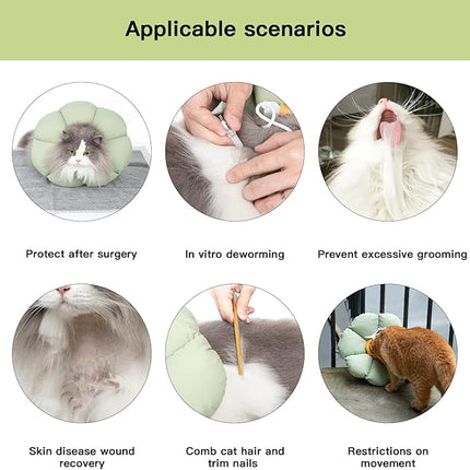 Cat Cone Collar,Cute Waterproof Cat Recovery Collar,Anti-Bite Lick Wound Healing Safety Elizabethan e Collar for Cats,Green Flower All-Season Style