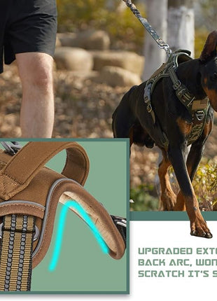 BUMBIN Tactical Dog Harness for Large Dogs No Pull, Famous TIK Tok No Pull Dog Harness, Fit Smart Reflective Pet Walking Harness for Training, Adjustable Dog Vest Harness with Handle Brown XL