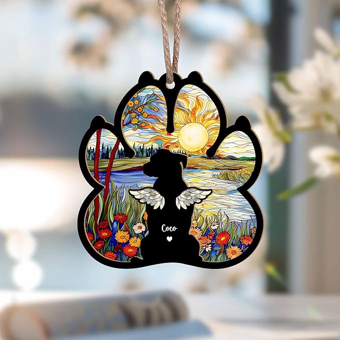 Personalized Dog Loss Sympathy Suncatcher Gift, Custom Dog Memorial Suncatcher, Pet Memorial Gift, Loss of Dog Gift, Dog Remembrance Gift, Pet Memorial Gift