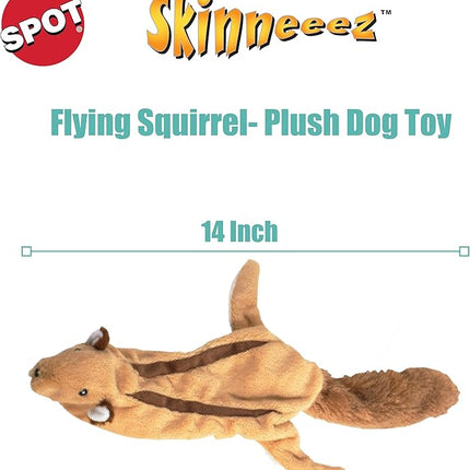 SPOT Skinneeez Flying Squirrel 14 Inch Stuffing-Free Plush Squeaky Dog Toy – Soft Tug-of-War Toy for Small and Medium Dogs – Mess-Free Interactive Chew Toy for Moderate Chewers