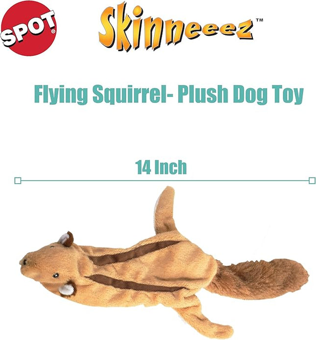 SPOT Skinneeez Flying Squirrel 14 Inch Stuffing-Free Plush Squeaky Dog Toy – Soft Tug-of-War Toy for Small and Medium Dogs – Mess-Free Interactive Chew Toy for Moderate Chewers