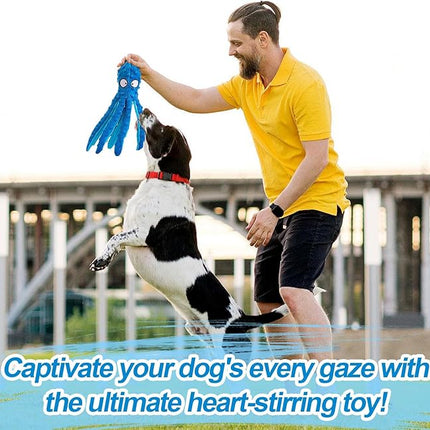 Alphatool Squeaky Dog Toys - No Stuffing Octopus Soft Plush Crinkle Toys to Keep Them Busy, Interactive Essentials for Small Medium Pets Dogs Gifts, 1pcs Blue