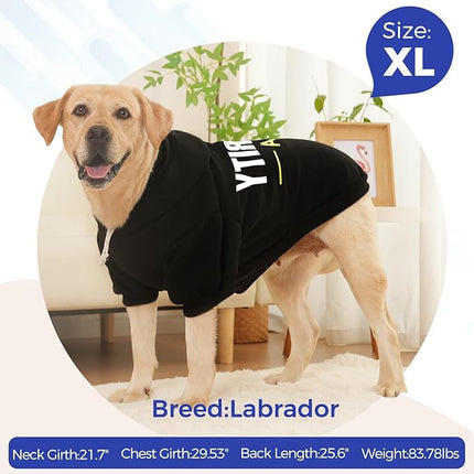 BINGPET Security USA Dog Sweater with Hood and Leash Hole,Warm Fleece Dog Hoodie & Winter Coat for Small to Large Dogs,Cold Weather Pet Clothes(Large)