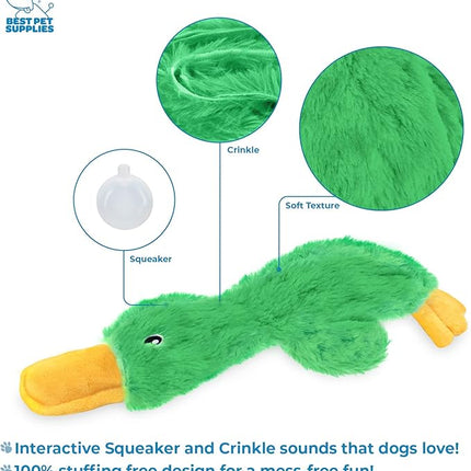 Best Pet Supplies Squeaky Dog Toys with Soft Durable Fabric for Small, Medium and Large Pets Interactive Toy for Indoor Play, Supports Active Biting and Play - Green