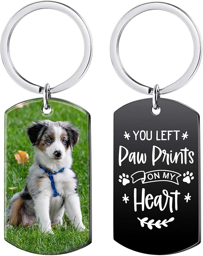 Funnylife Personalized Pet Memorial Keychain for Dogs Custom Dog Picture Keychain Pet Keepsake Loss of Dog Sympathy Gifts