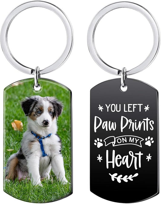 Funnylife Personalized Pet Memorial Keychain for Dogs Custom Dog Picture Keychain Pet Keepsake Loss of Dog Sympathy Gifts