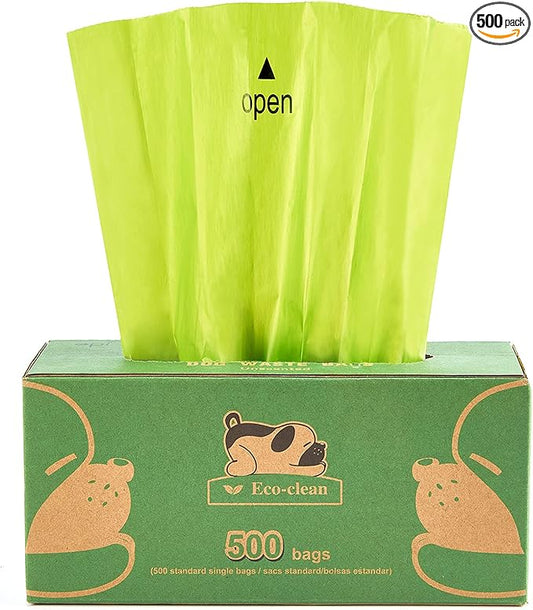 ECO-CLEAN Dog Poop Bags, 500 Count, Leak-Proof, Earth-Friendly, Tissue-Style Dispensing, Big Enough for All Pet Size, Keep Your Hands Safe