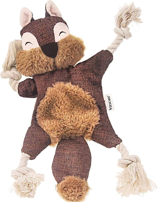 Vitscan Crinkle Dog Toy, No Stuffing Puppy Toys, Cotton Rope Limbs Stuffless Dog Toy with Squeaker, Plush Body Parts Squirrel Dog Squeaky Toys for Small Dog Chew Toys