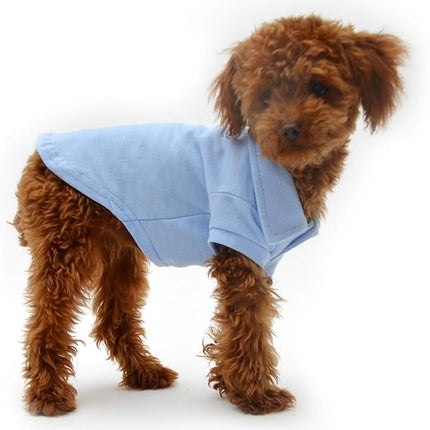 lovelonglong Basic Dog Polo Shirts Premium Cotton, Polo T-Shirts for Large Medium Small Dogs with a Two-Button Collar Blank Color Sky-Blue M