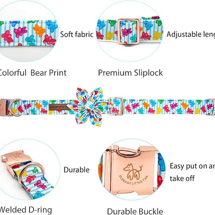 Elegant little tail Dog Collar, Dog Collar with Flower Boy Girl Pet Collar Flowers Soft Durable Dog Flower Collar for Medium Dogs