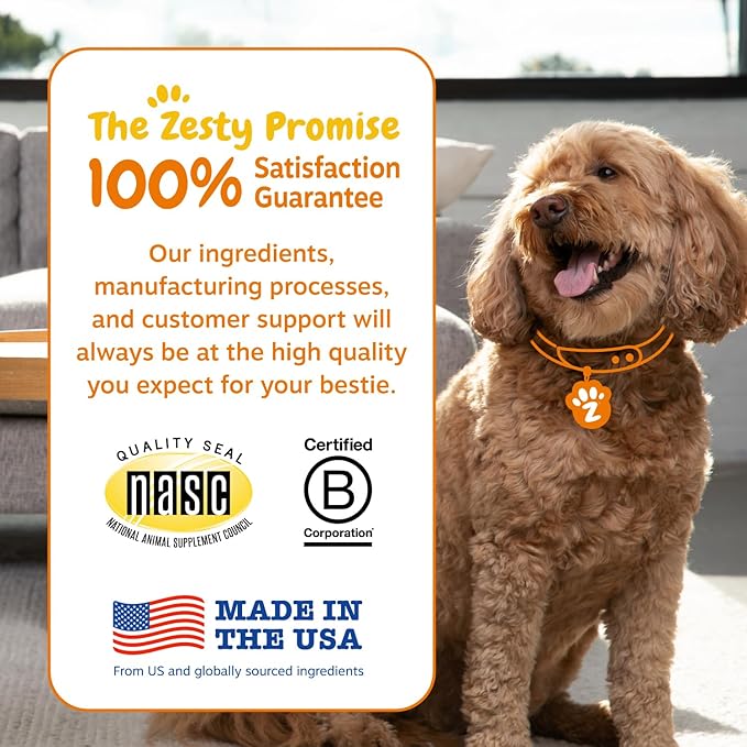 Zesty Paws Probiotics for Dogs, Digestive Enzymes Gut Flora, Digestive Health, Diarrhea & Bowel Support, DE111, Dog Probiotics Soft Chew for Pet Immune System, Chicken, 90 Ct