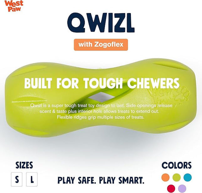 West Paw Zogoflex Qwizl Interactive Treat Dispensing Dog Puzzle Treat Toy for Dogs, Granny Smith, Small