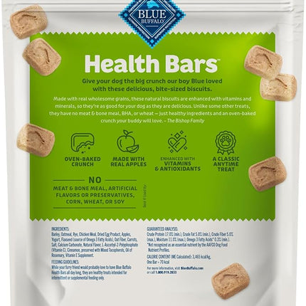 Blue Buffalo Health Bars Mini Crunchy Dog Biscuits, Oven-Baked with Natural Ingredients, Apples & Yogurt, 16-oz Bag