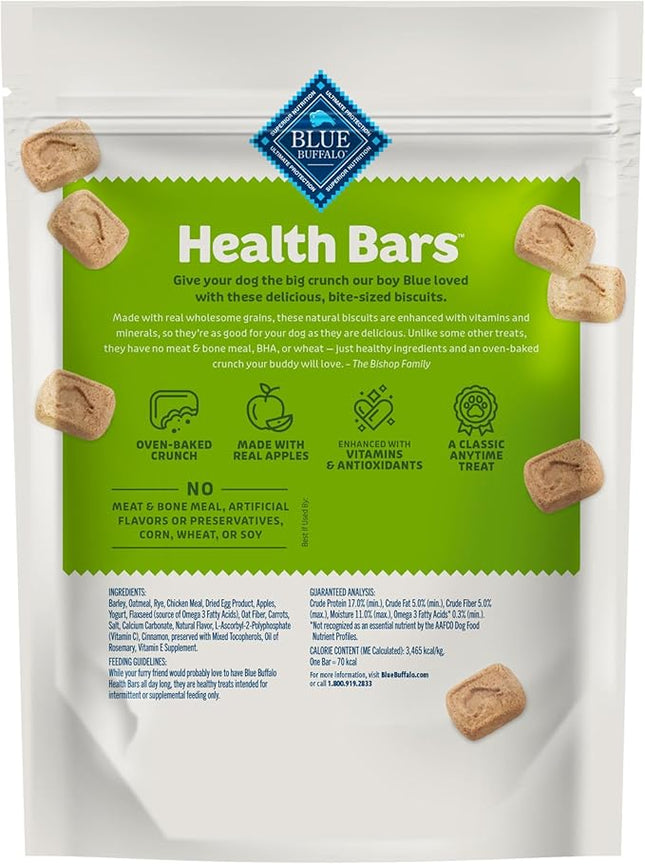 Blue Buffalo Health Bars Mini Crunchy Dog Biscuits, Oven-Baked with Natural Ingredients, Apples & Yogurt, 16-oz Bag