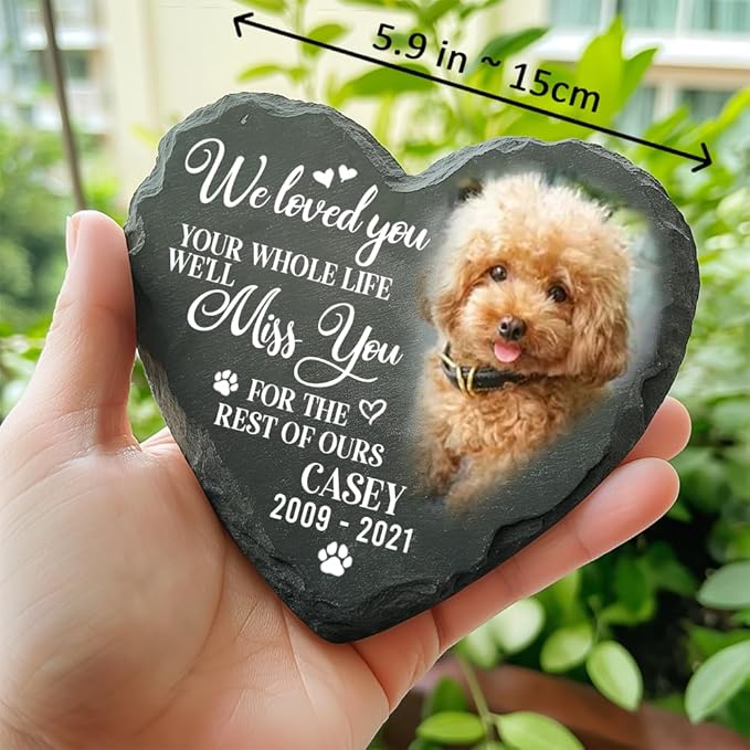 Personalized Dog Memorial Gifts for Loss of Dog, Custom Photo Pet Stone, Personalized Memorial Gifts for Pet Loss, Gift for Cat Lovers, Stones for Dogs, Cemetery Decorations for Grave Q6
