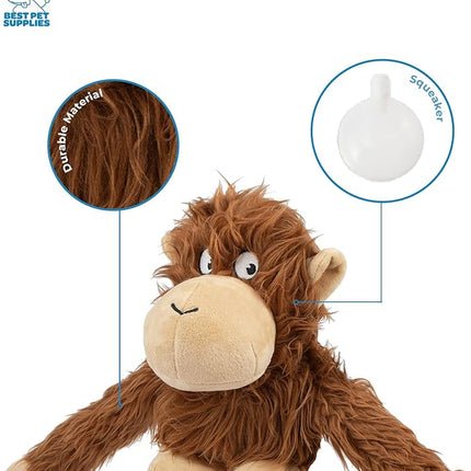 Best Pet Supplies Interactive Squeaky Dog Chew Toy, Ideal Dog Toys for Chewers, Small, Medium & Large Dogs, and Fetch Lovers - O-Hug-Atan (Brown), Large