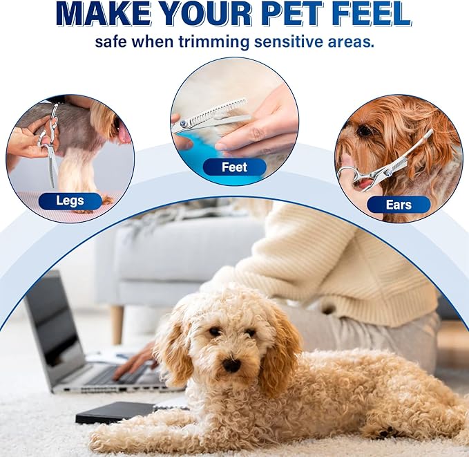 JASON 7" Curved Thinner Dog Scissors - Ergonomic Dog Grooming Scissors Silver Curved Blender Dog Shears 440C Stainless Steel Grooming Shears Professional Pet Shears For Groomer (50-Teeth)