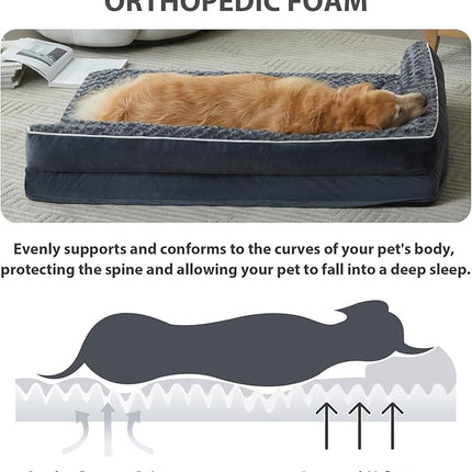 BFPETHOME Orthopedic Dog Beds for Large Dogs-Waterproof Sofa Dog Bed with Removable Washable Cover, Large Dog Bed with Waterproof Lining and Nonskid Bottom,Pet Bed for Large Dogs
