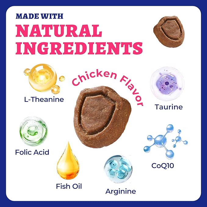 260 Bites Wellix Cardio Bites - Dog Heart Supplements - CoQ10,Taurine,Fish Oil,L-Carnitine for Dogs - Dog Health, Pet Antioxidant Supplements - for Puppy & Large Dogs