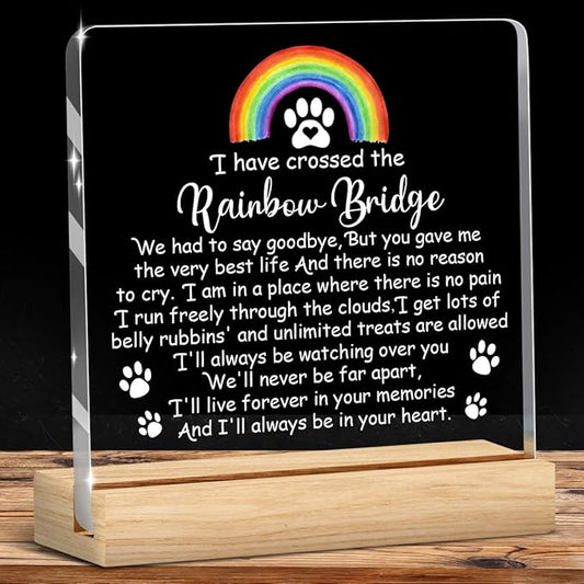 Pet Memorial Gifts,Rainbow Bridge Dog Memorial Gifts， Sympathy Gift for Loss of Dog Cat, Pet Memorial Acrylic Rainbow Bridge Decorations Condolences Gifts for Pet Loss Remembrance Keepsake A01