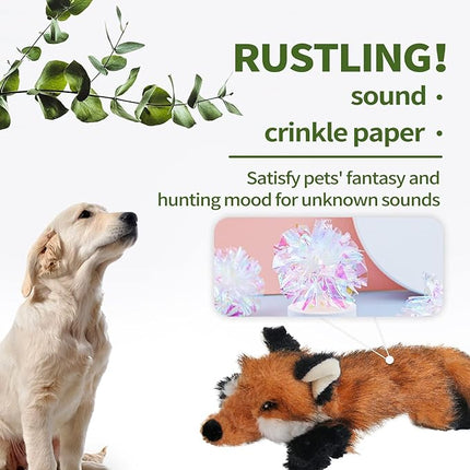 ALL FOR PAWS Dog Squeaky Fox Toy, Stuffed Animal Pet Plush Toys Squeak Chew Toy for Dogs Large