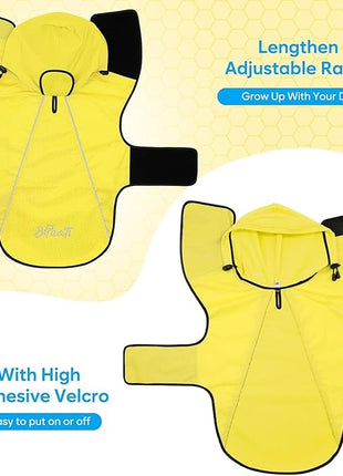 BiPawTi Dog Rain Jackets for Large Dogs, Waterproof Raincoat for Dog, Lightweight Reflective Safety Pet Rain Coats with Hood/Leash Hole/Reflective Strip - Yellow, L