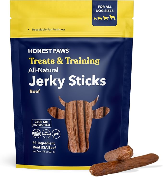 Honest Paws Dog Jerky Treats - All-Natural Jerky Dog Treats for Training Pets - Human Grade Sticks - Real USA Beef