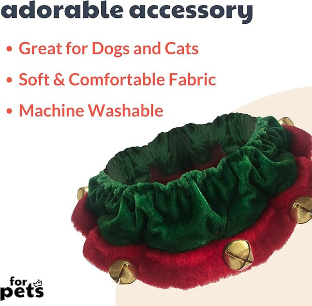 Huxley & Kent Ruff Pet Scrunchy | Elf (Medium) | Festive Christmas/Holiday Neckwear for Dogs/Cats | Fun Stretchable Costume Accessory | Soft Collar with Bells