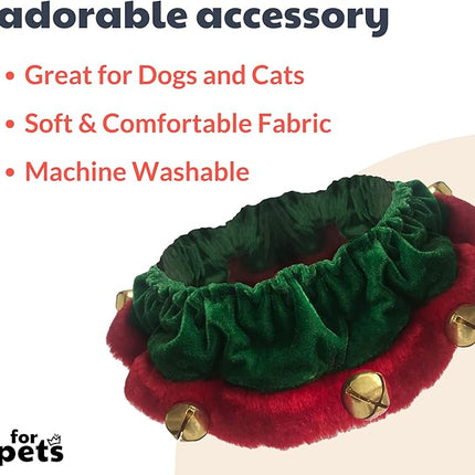 Huxley & Kent Ruff Pet Scrunchy | Elf (Small) | Festive Christmas/Holiday Neckwear for Dogs/Cats | Fun Stretchable Costume Accessory | Soft Collar with Bells