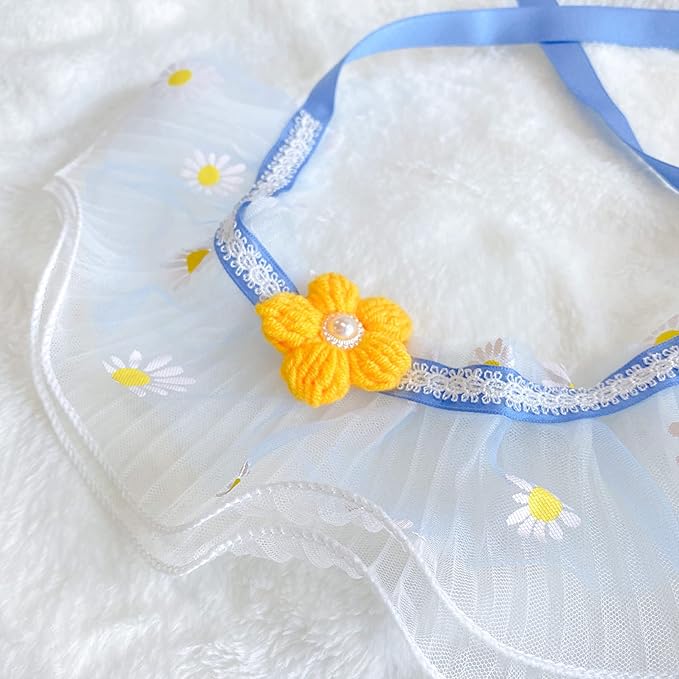 2PCS Dog Cat Collar White Lace Pet Bib Cute Scarfs Necklace Neck Strap for Pet Costume Supplies XS