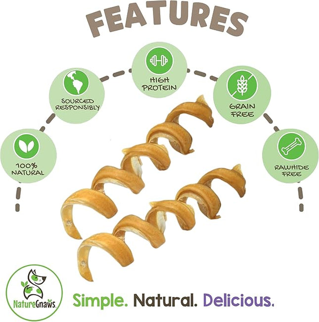 Nature Gnaws Bully Stick Springs for Dogs 7-8" (6 Count) - Long Lasting for Aggressive Chewers - Natural Curly Beef Dog Chew Bones - Rawhide Free