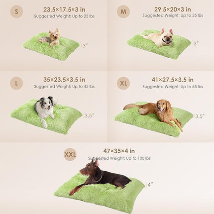 EHEYCIGA Fluffy XXL Dog Crate Pad, Plush Faux Fur Crate Bed for Extra Large Dogs, Calming Anti Anxiety XXL Dog Bed, Washable Warm Mat with Non-Slip Bottom, Green