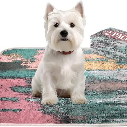 Qeils Washable Pee Pads for Dogs, 2 Pack Reusable Puppy Pads 18"x24" Super Absorbent Leakproof Dog Training Pads, Non-Slip Potty Pads for Crate, Floor, Couch, Whelping Pads Litter Mat Puppy Supplies