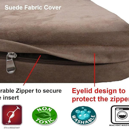 Dogbed4less Orthopedic Dog Bed with Gel Memory Foam for Medium Large Pet, Waterproof Liner, Durable Microsuede Brown Cover, 41X27X4 Inch (Fit 42X28 Crate)