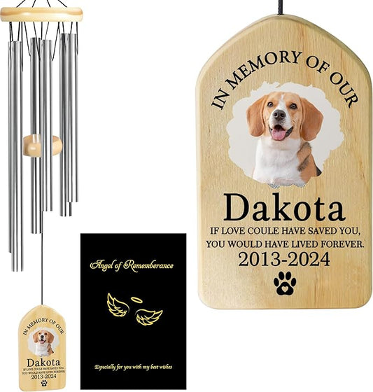 Personalized Pet Memorial Wind Chime - Cat & Dog Remembrance Gift - Lived Forever