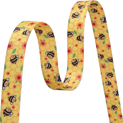 Dog Collar and Leash Set with Bohemia Floral Tribal Geometric Patterns - Soft Ethnic Style Collar Adjustable for Small Medium Large Dogs(Bee Set,S)